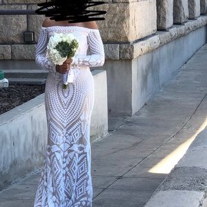 Gorgeous unique off shoulder wedding / prom dress